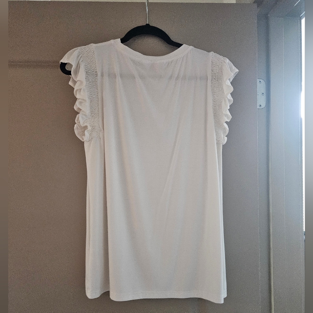 White Ruffle Sleeve Top - Picture 3 of 3